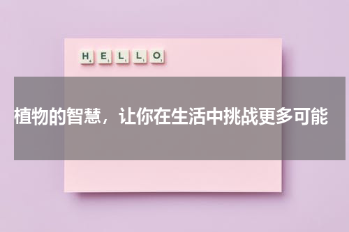  植物的智慧，让你在生活中挑战更多可能